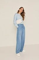 Elaine Chambray Tie Waist Fluid Pants