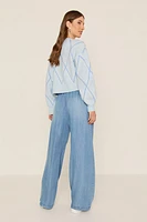 Elaine Chambray Tie Waist Fluid Pants