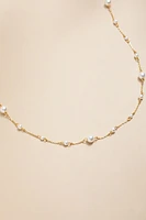 Simone Stainless Steel Pearl Station Necklace