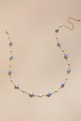 Eliza Ceramic And Pearl Station Necklace