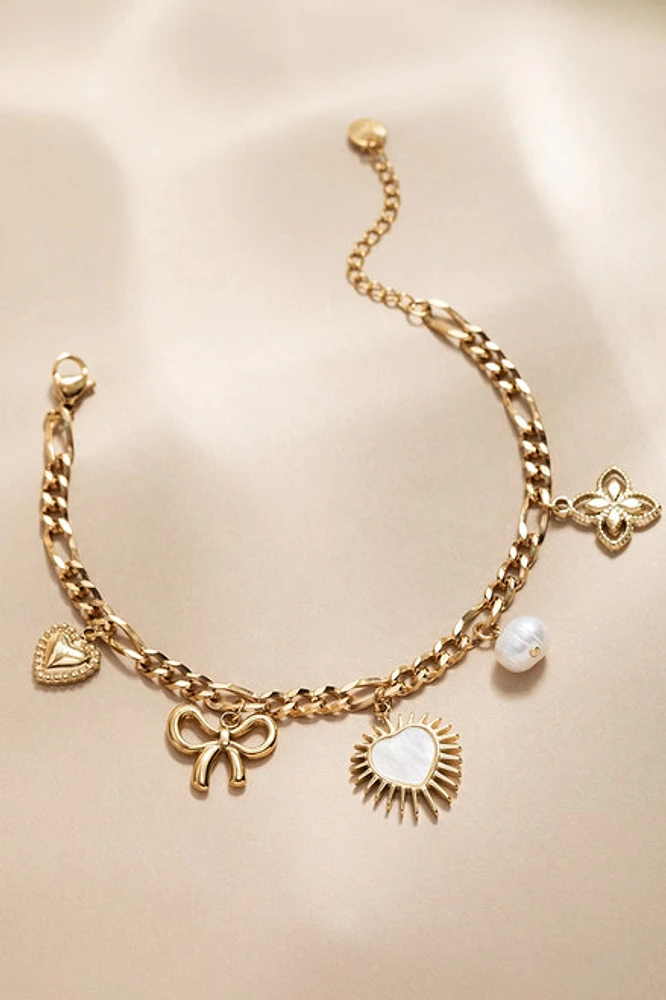 Maxine Stainless Steel Chunky Charm Bracelet
