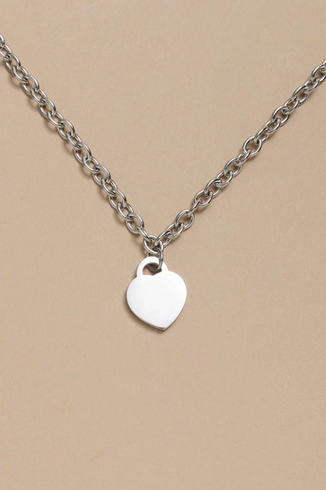 Trudy Stainless Steel Heart Locket Pendant Necklace