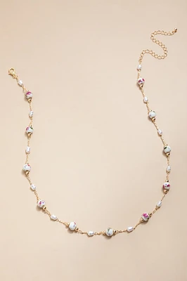 Claire Ceramic And Pearl Station Necklace