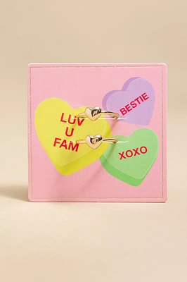 Love U Fam XOXO Bestie Heart Carded Ring