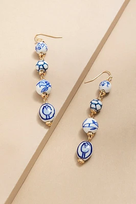 Naomi Linear Ceramic Ball Drop Earrings