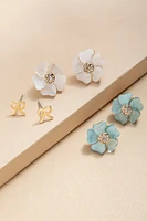 Terri Mixed Flower Bow Stud Earring Set