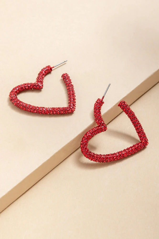 Isabella Pave Heart Hoop Earrings