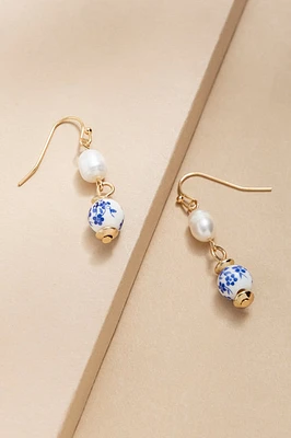 Judith Pearl And Ceramic Drop Earrings