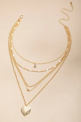 Alison Layered Gold Chain Mix Pendant Necklace