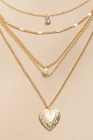 Alison Layered Gold Chain Mix Pendant Necklace