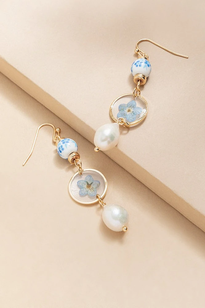 Jillian Ceramic Floral Drop Earrings