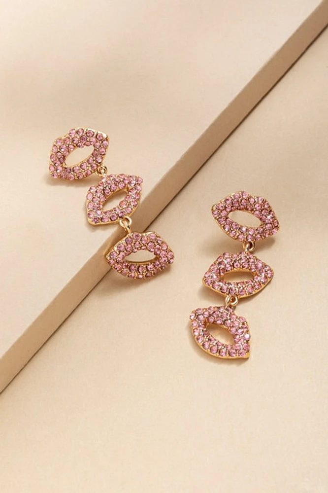 Allie Pave Lips Linear Drop Earrings