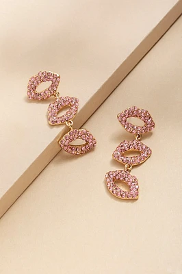 Allie Pave Lips Linear Drop Earrings