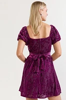 Cecilia Velvet Jacquard Bow Back Mini Dress