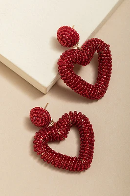 Audrey Open Heart Beaded Drop Earrings