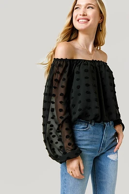 Gertrude Clip Dot Off The Shoulder Blouse