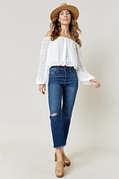 Gertrude Clip Dot Off The Shoulder Blouse White