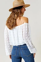Gertrude Clip Dot Off The Shoulder Blouse White