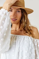 Gertrude Clip Dot Off The Shoulder Blouse White