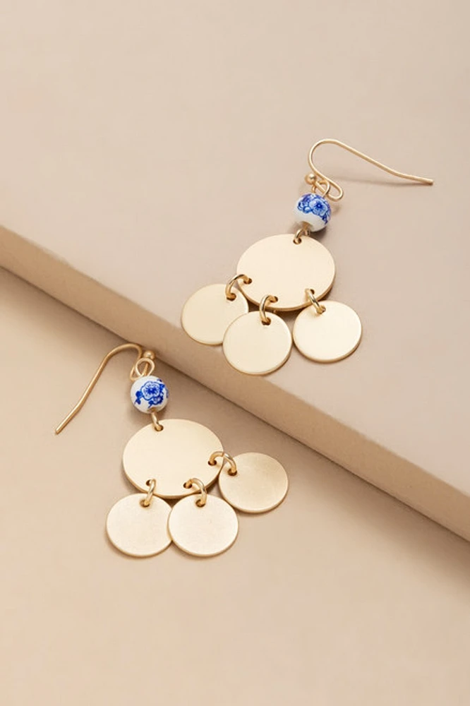Sonya Matte Coins On Ceramic Base Earrings