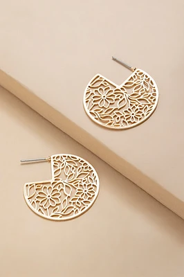 Elisabeth Filigree Thin Pacman Hoop Earrings