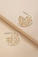 Elisabeth Filigree Thin Pacman Hoop Earrings