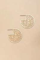 Elisabeth Filigree Thin Pacman Hoop Earrings