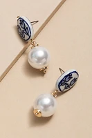 Kathie Ceramic Bead On Pearl Drop Earrings