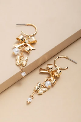 Lorraine Golden Bow And Pearl Drop Earrings