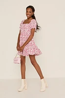 Keri Puff Sleeve Ruffle Tiered Mini Dress