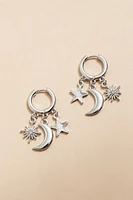 Kara Shaky Celestial Charm Huggie Earrings