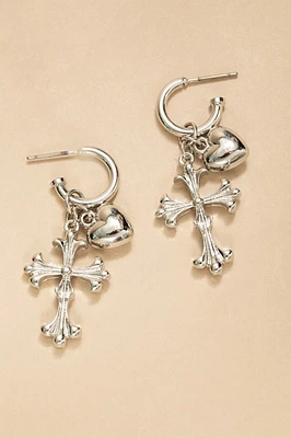 Janelle Gothic Cross Charm Earrings