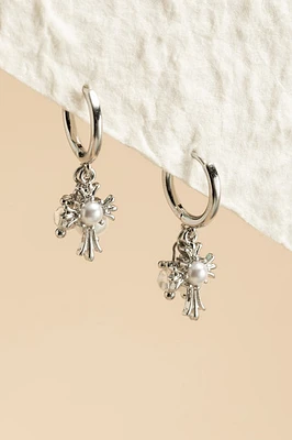 Sabrina Cross Charm Huggie Earrings