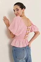 Brandy Bow Back Puff Sleeve Blouse