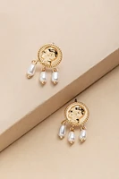 Marina Coin With Pearl Drop Earrings