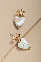 Shelley Ceramic Heart On Bow Earrings