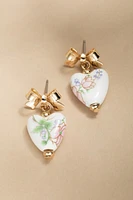 Shelley Ceramic Heart On Bow Earrings