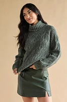 Aviana Cable Pullover Sweater Olive Green