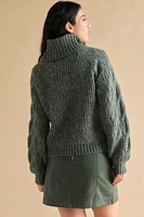 Aviana Cable Pullover Sweater Olive Green