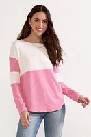 Lynn Color Block Long Sleeve Top Pink