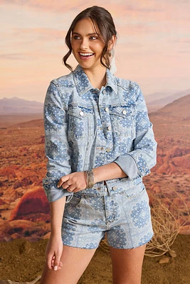 Samantha Bandana Print Denim Jacket