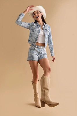 Samantha Bandana Print Denim Shorts
