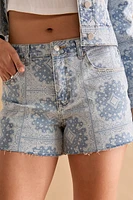 Samantha Bandana Print Denim Shorts