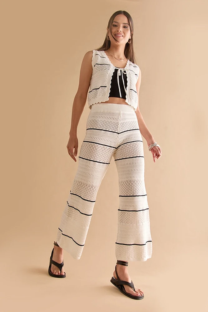 Charlene Striped Knitted Wide Leg Pants