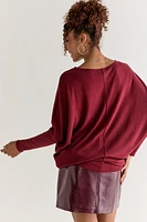 Josie Long Sleeve Dolman Top Burgundy