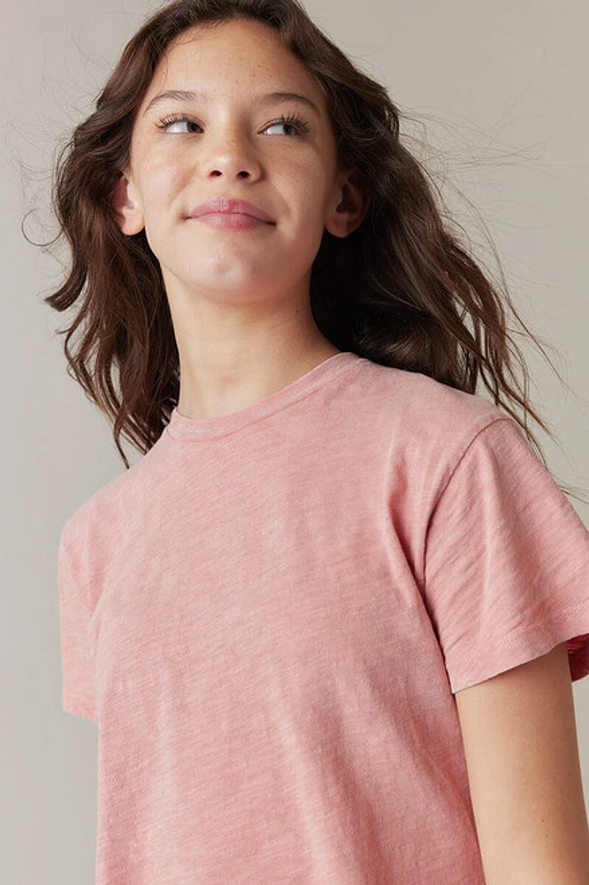 Hello Franki Olivia Cropped Slub T-Shirt for girls Mauve