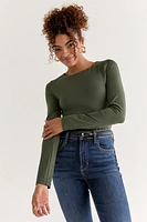 yummi by francesca's Crew Neck Tee Olive Green