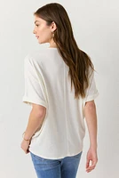 Annabeth Crew Neck Dolman Tee White