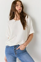 Annabeth Crew Neck Dolman Tee White