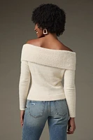 Nancy Fuzzy Off Shoulder Pullover Sweater